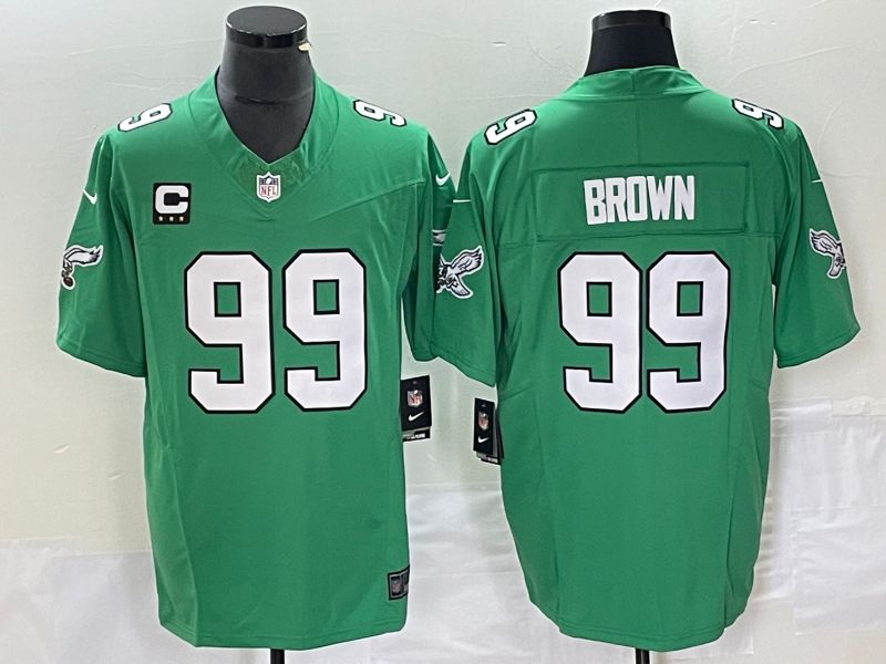 Men Philadelphia Eagles 99 Brown Green Nike Throwback Vapor Limited NFL Jerseys
